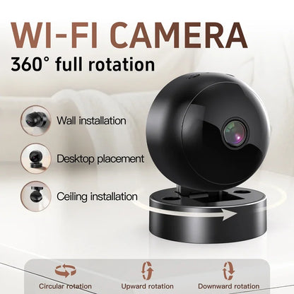 Smart 360° 4K WiFi security camera by BackupMyFilesNow.com with night vision, motion detection, indoor and outdoor surveillance system.