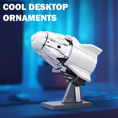 BackUpMyFileSnow® 852-piece SpaceX Dragon 2 spacecraft building blocks set with original box, cargo spaceship model for kids.