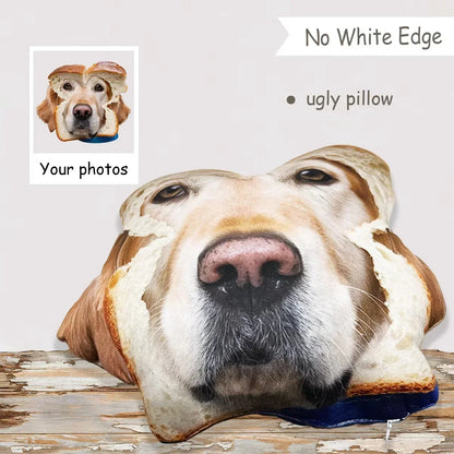 IHX Ugly Cat Dog Zany Pillow by BackupMyFilesNow.com, personalized 3D pet pillow with white edge, memorial gift, stuffed toy doll