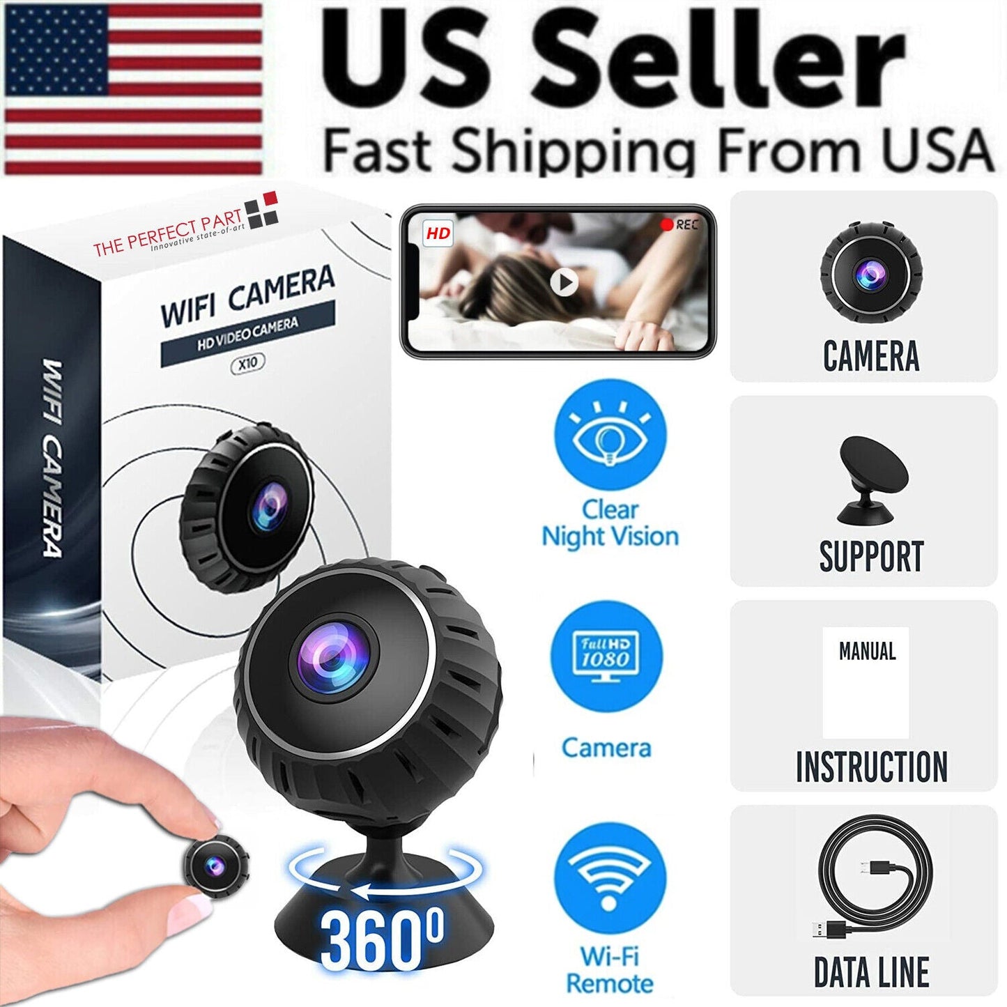 Mini hidden spy nanny camera by BackupMyFilesNow.com, wireless WiFi HD 1080P security camera with DVR for home monitoring