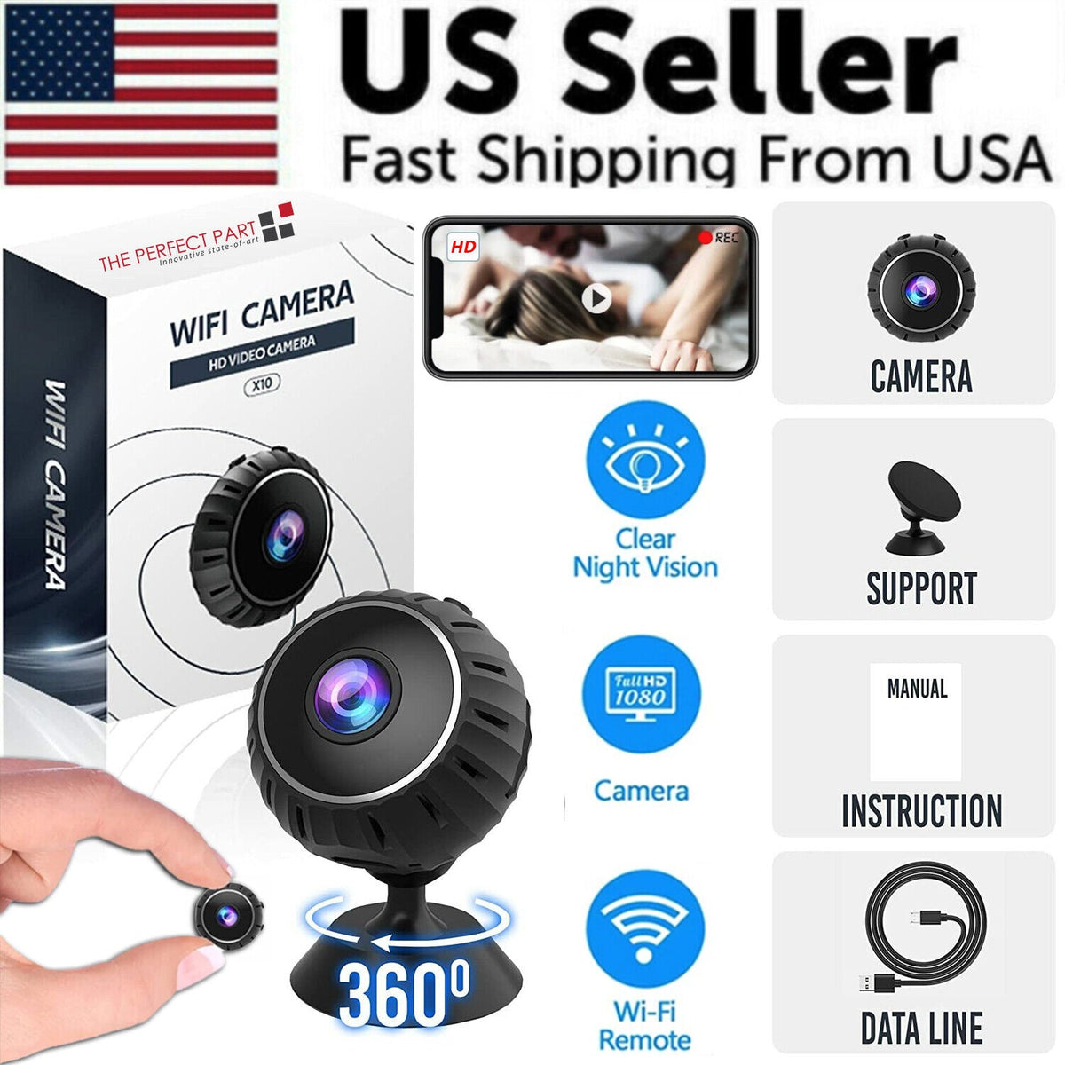 Mini hidden spy nanny camera by BackupMyFilesNow.com, wireless WiFi HD 1080P security camera with DVR for home monitoring