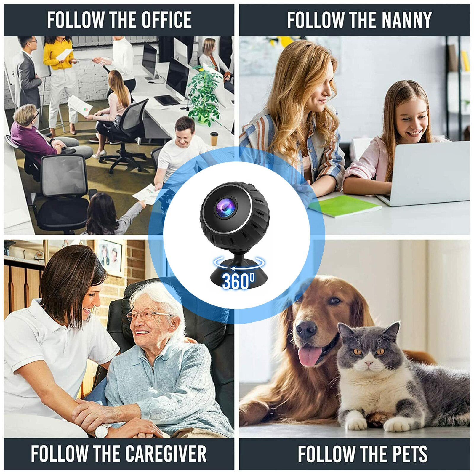Mini hidden spy nanny camera by BackupMyFilesNow.com, wireless WiFi home security camera in HD 1080P with DVR functionality.