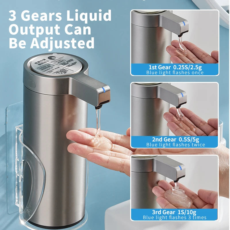 Stainless steel 270ml automatic sensor kitchen soap dispenser with touchless operation and electric body wash function.