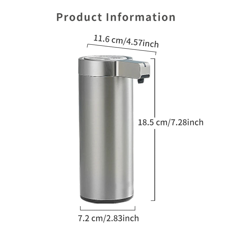 Automatic 270ml kitchen soap dispenser by BackupMyFilesNow.com, stainless steel body, sensor-operated for hand sanitizer and body wash.