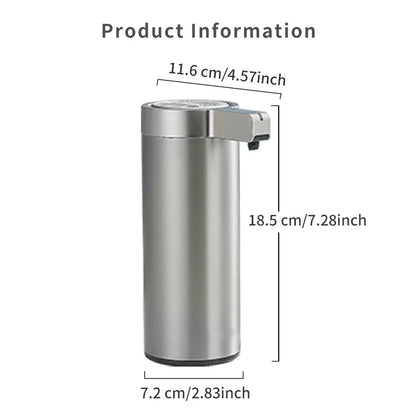 Automatic 270ml kitchen soap dispenser by BackupMyFilesNow.com, stainless steel body, sensor-operated for hand sanitizer and body wash.