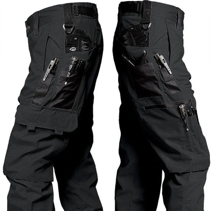 Men's 2026 Tactical Waterproof Pants in khaki, durable combat cargo trousers with multiple pockets for outdoor and tactical use.