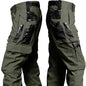 Men's 2026 tactical waterproof pants in khaki, outdoor combat cargo trousers with multiple pockets and wear-resistant fabric.