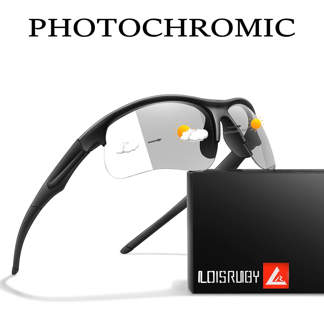Photochromic sunglasses for men and women, outdoor sports eyewear, windproof cycling and MTB sunglasses with stylish design