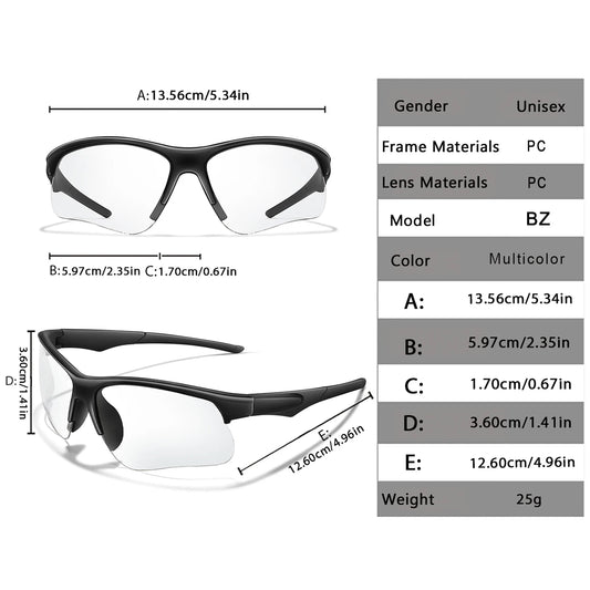 Photochromic sunglasses for men and women, outdoor sports eyewear by BACKUPMYFILESNOW.COM®, windproof cycling and running goggles