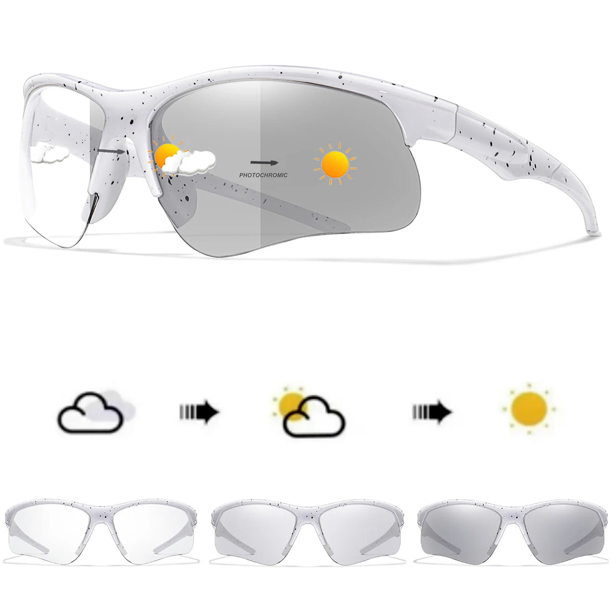 Photochromic sunglasses for men and women by BACKUPMYFILESNOW.COM, outdoor sports eyewear, windproof cycling and running goggles