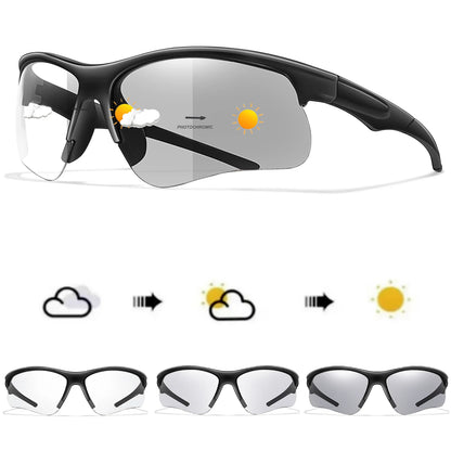 Photochromic sunglasses for men and women by BACKUPMYFILESNOW®, outdoor cycling eyewear with windproof and sports bike features.