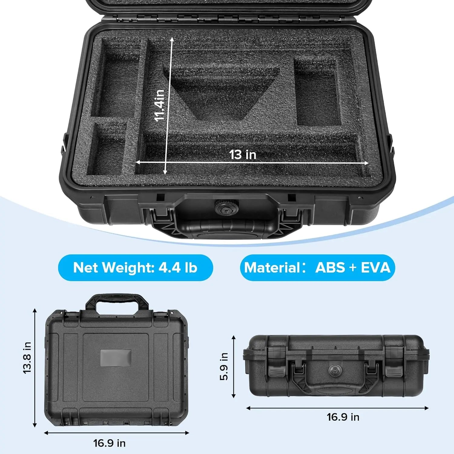Starlink Mini hard shell storage case by BACKUPMYFILESNOW.COM® with waterproof, shockproof design and double-layer foam for accessories.