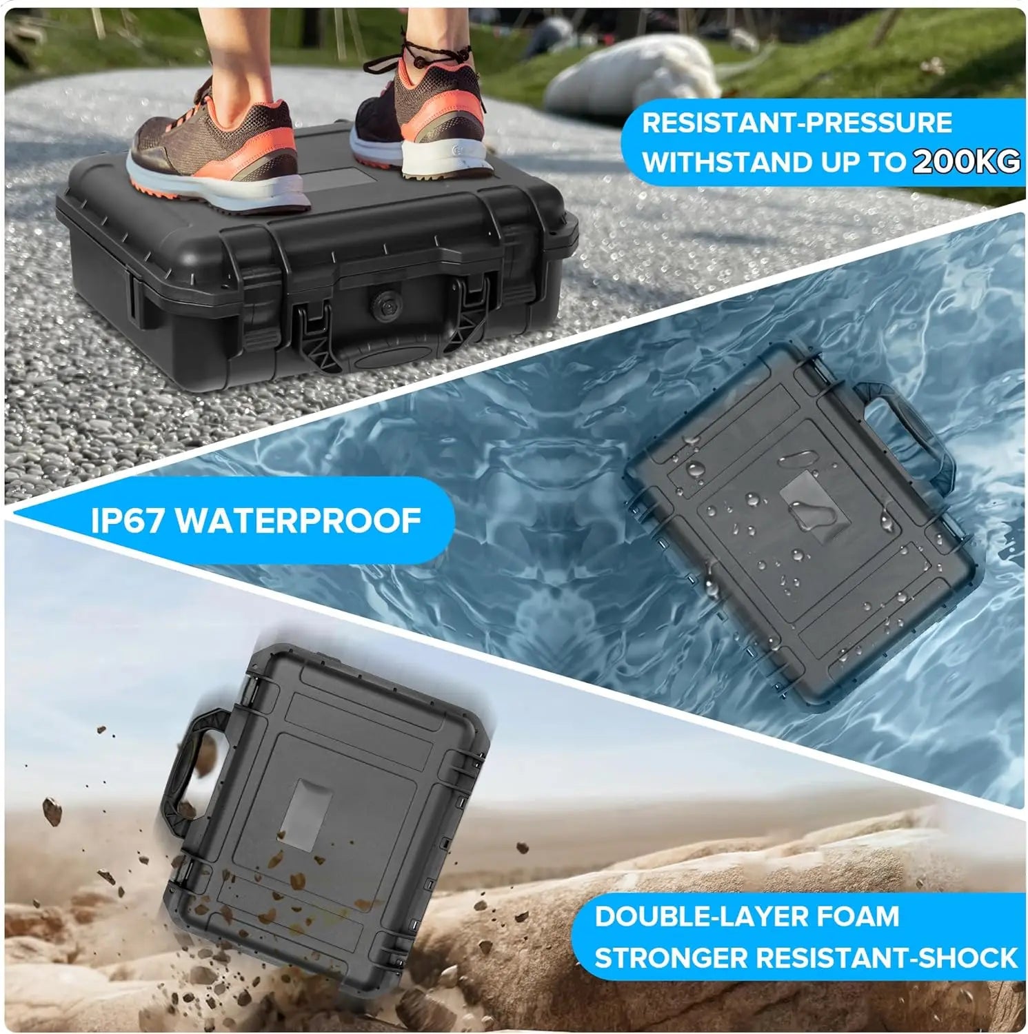 Starlink Mini hard shell storage case by BACKUPMYFILESNOW.COM® with IP67 waterproof, shockproof design and double-layer foam for accessories
