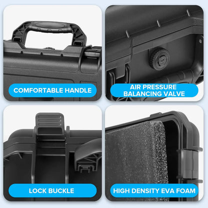 Starlink Mini hard shell storage case by BACKUPMYFILESNOW.COM® with waterproof IP67, shockproof design, double foam layers for accessories.