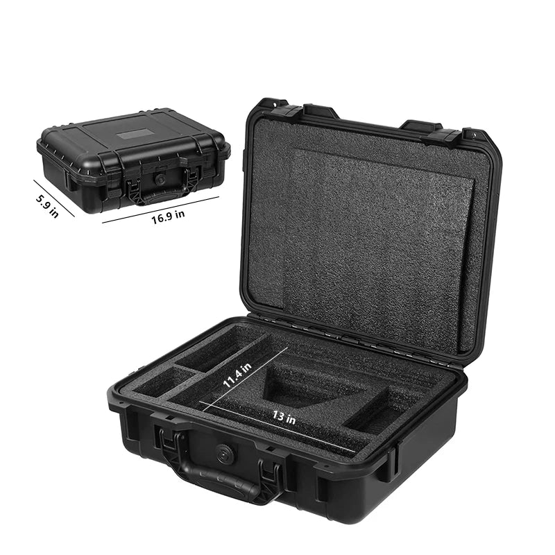 Starlink Mini hard shell storage case by BACKUPMYFILESNOW.COM® with waterproof, shockproof design and double-layer foam for accessories.