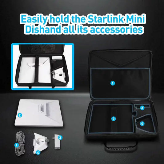 Starlink Mini Kit hard protective carrying case by BACKUPMYFILESNOW.COM, waterproof, scratch-resistant travel luggage storage bag