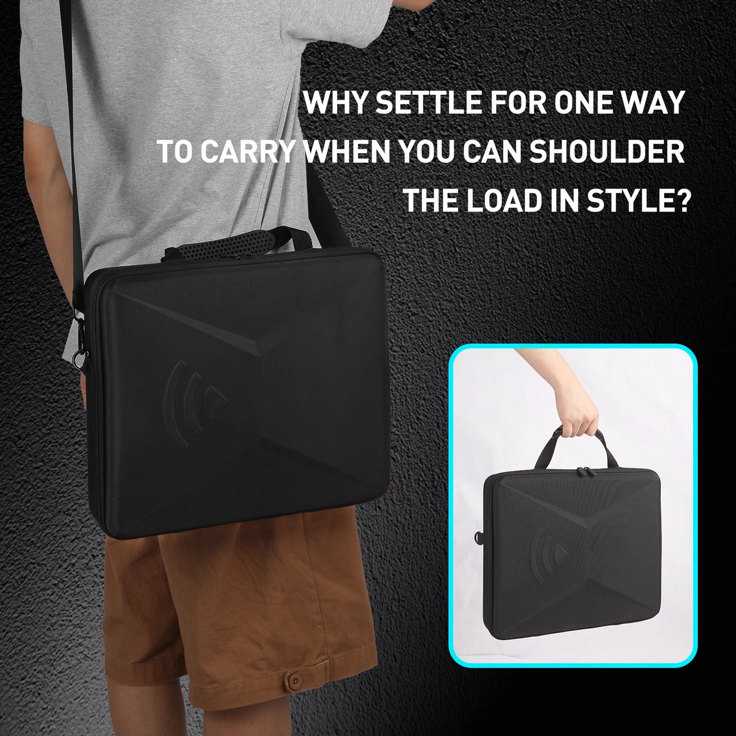 Starlink Mini Kit hard protective carrying case by BACKUPMYFILESNOW.COM, waterproof, scratch-resistant travel luggage storage bag.