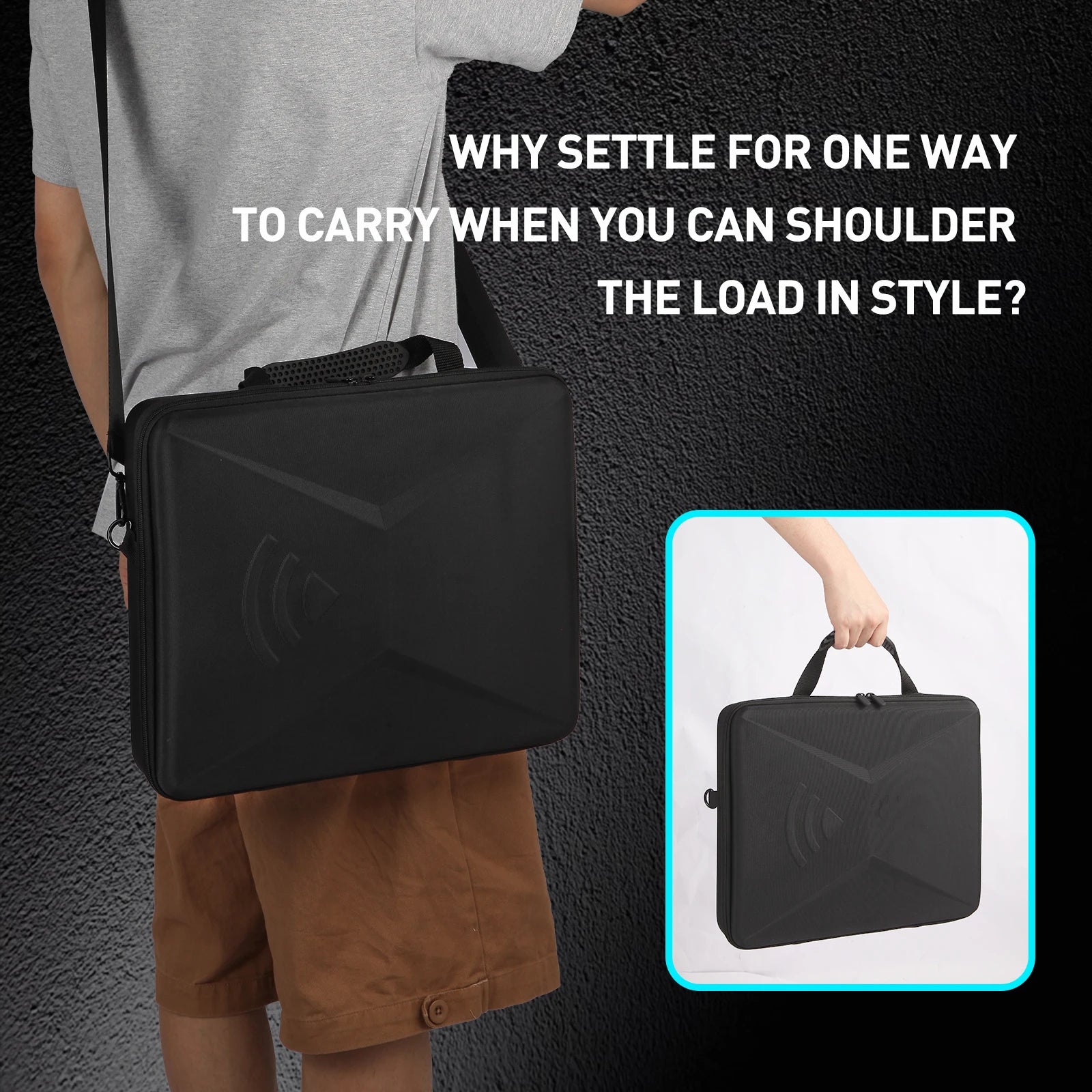 Starlink Mini Kit hard protective carrying case by BACKUPMYFILESNOW.COM, waterproof, scratch-resistant travel luggage storage bag.