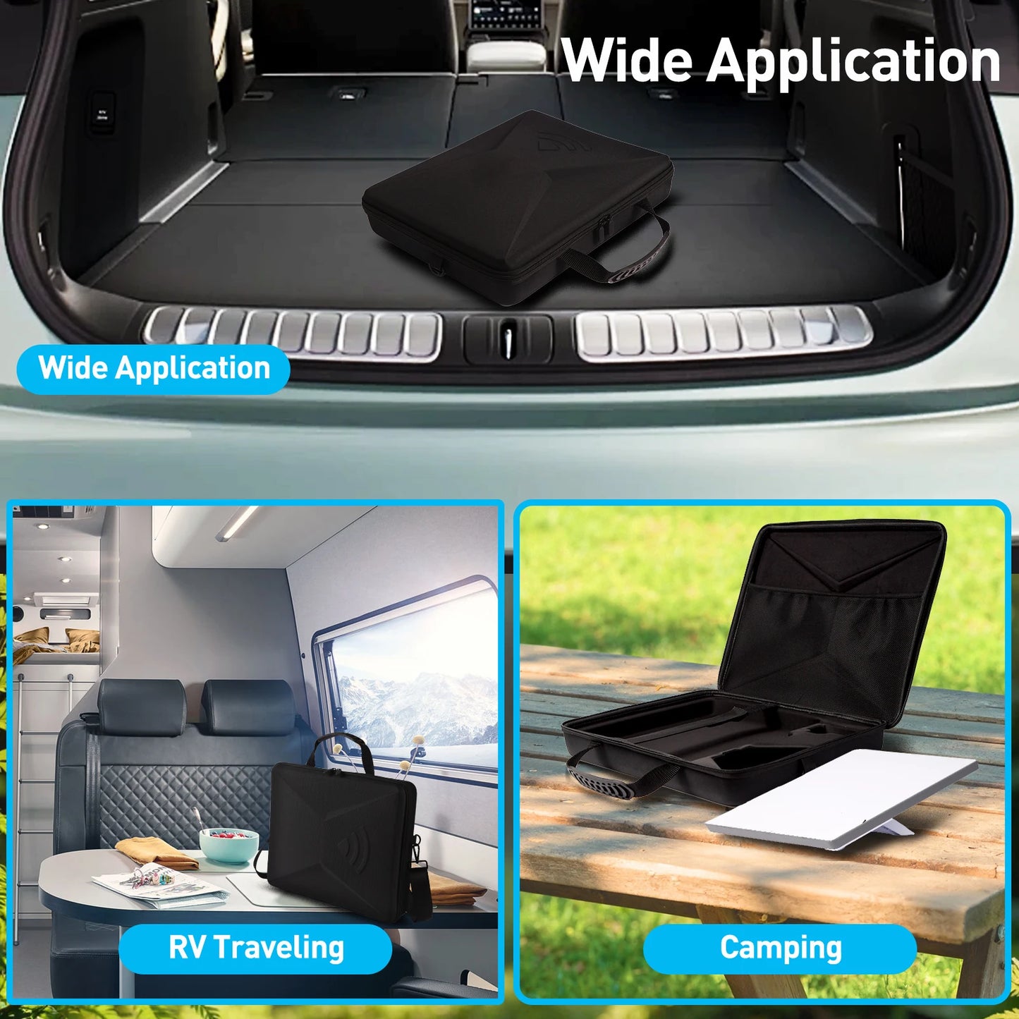 Starlink Mini Kit hard protective carrying case by BACKUPMYFILESNOW.COM, waterproof, scratch-resistant luggage storage bag for travel.