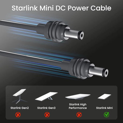 BackupMyFilesNow waterproof 10m Starlink Mini power charging cable with DC male connectors for Starlink Mini 2/5/10M.
