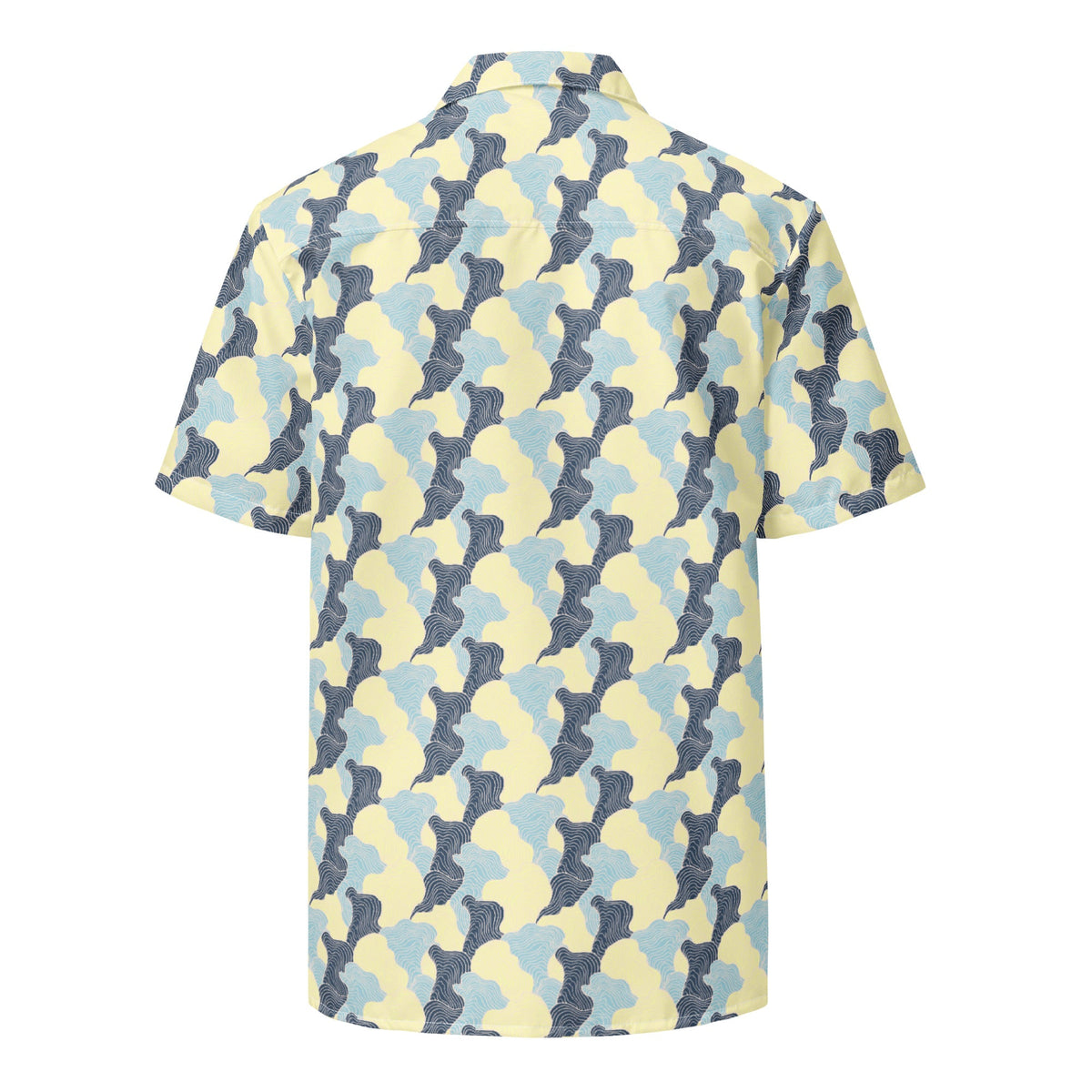 Tropical Swirl button shirt by BACKUPMYFILESNOW.COM® featuring vibrant tropical print and casual fit.