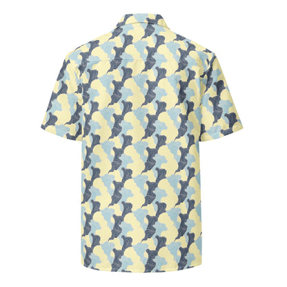 Tropical Swirl button shirt by BACKUPMYFILESNOW.COM® featuring vibrant tropical print and casual fit.