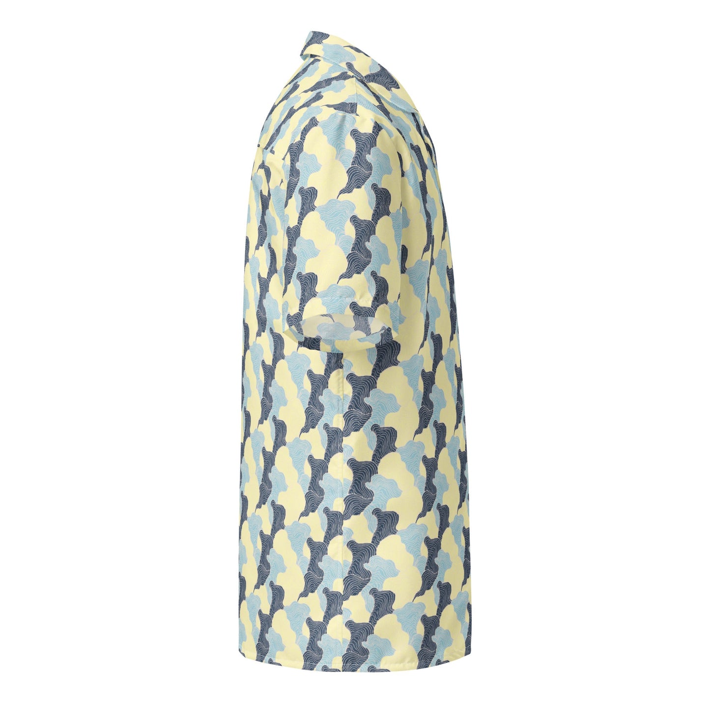 Tropical Swirl button-up shirt by BACKUPMYFILESNOW.COM® featuring vibrant tropical print and classic collar.
