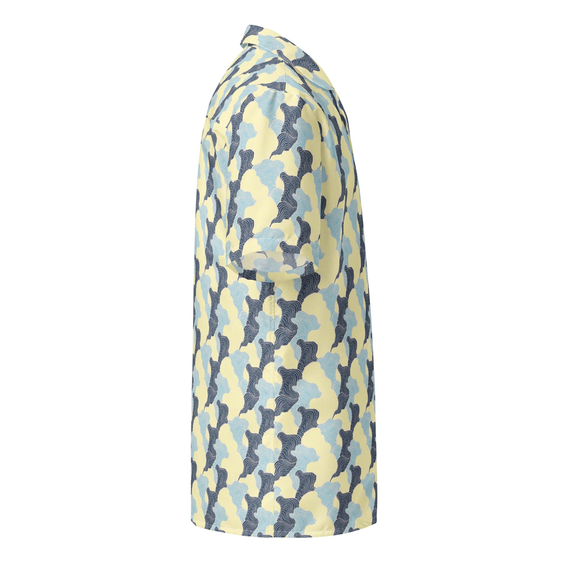 Tropical Swirl button-up shirt by BACKUPMYFILESNOW.COM® featuring vibrant tropical print and classic collar.