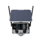 Mobile phone remote solar security camera by BackupMyFilesNow.com showing solar panel, camera lens, and mobile connection features.