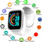 Silver smartwatch for men and women with digital display, fitness tracker, message notifications, compatible with Android and iOS.