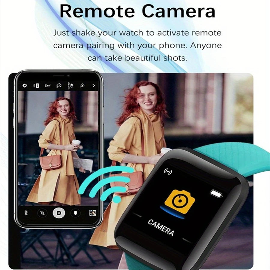 Silver smartwatch for men and women with fitness tracking, message notifications, and digital clock display for Android and iOS devices.