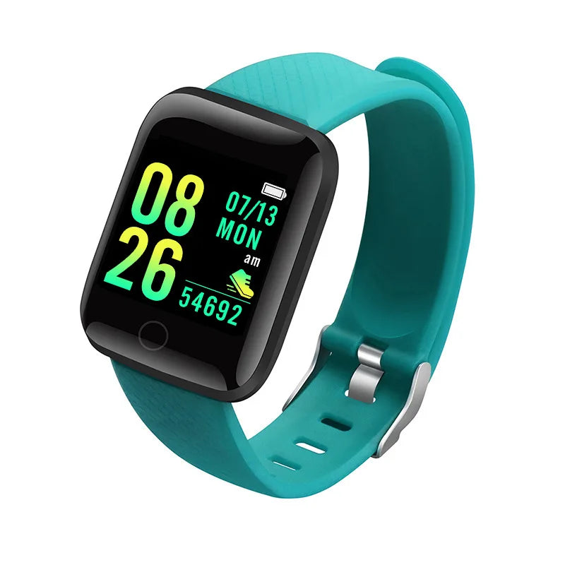 Silvery smartwatch for men and women with digital display, fitness monitor, message alerts, and electronic clock for Android and iOS.