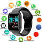 Silver smartwatch for men and women showing digital time, fitness tracking, message notifications, and a sleek electronic design.