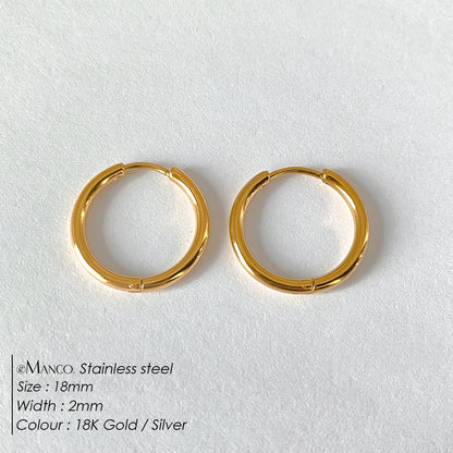 Gold-plated stainless steel large hoop earrings for women, stylish jewelry accessory suitable for Valentine's Day gift.