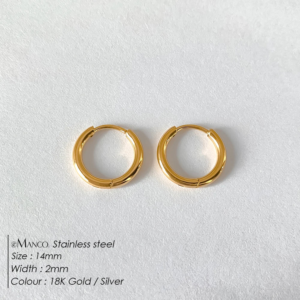 Gold-plated stainless steel large hoop earrings for women, stylish jewelry accessory perfect for Valentine's Day gift.