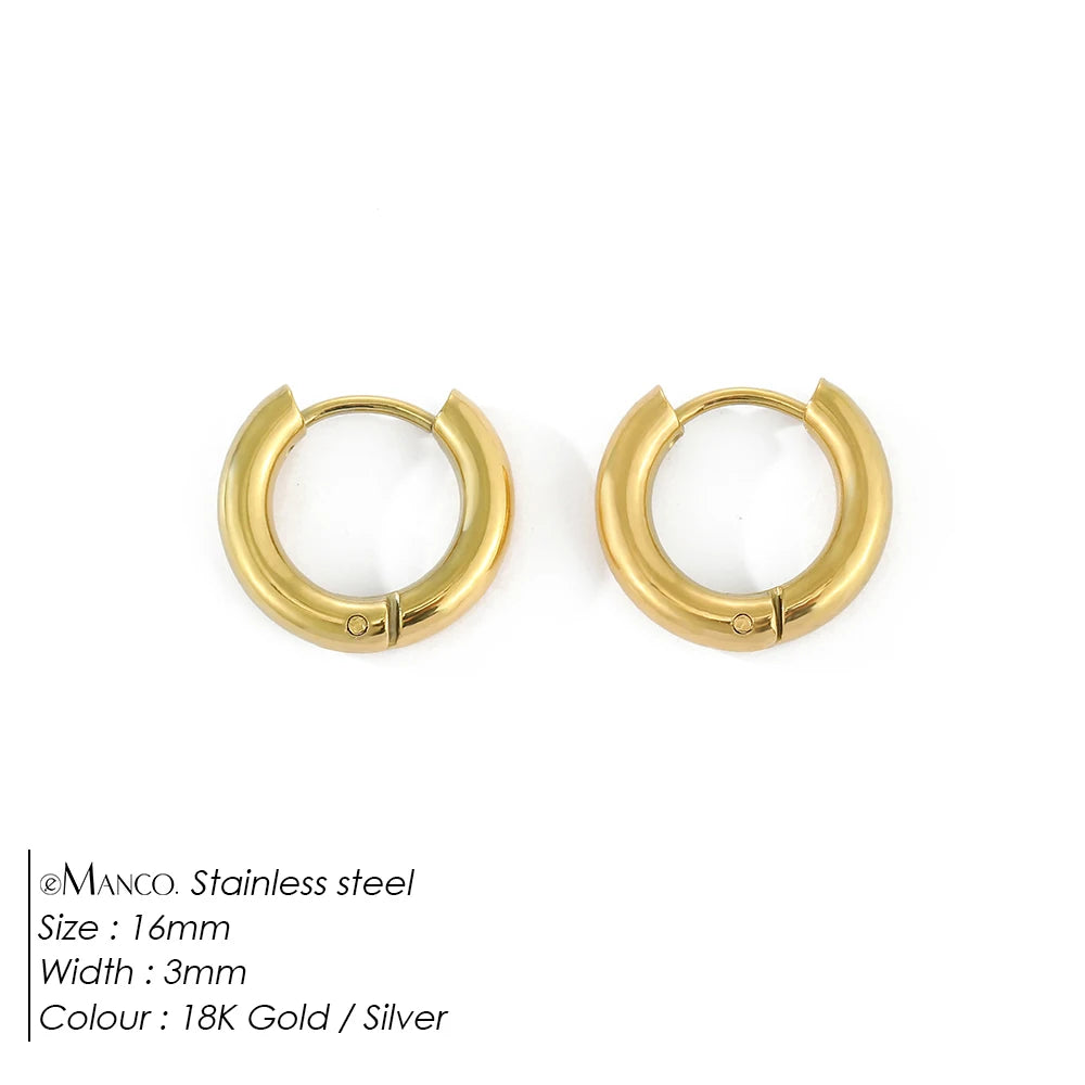 Gold-plated stainless steel large hoop earrings for women, stylish fashion jewelry accessory suitable for Valentine's Day gift.