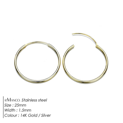 Gold-plated stainless steel large hoop earrings for women, stylish jewelry accessory perfect for Valentine's Day gift.