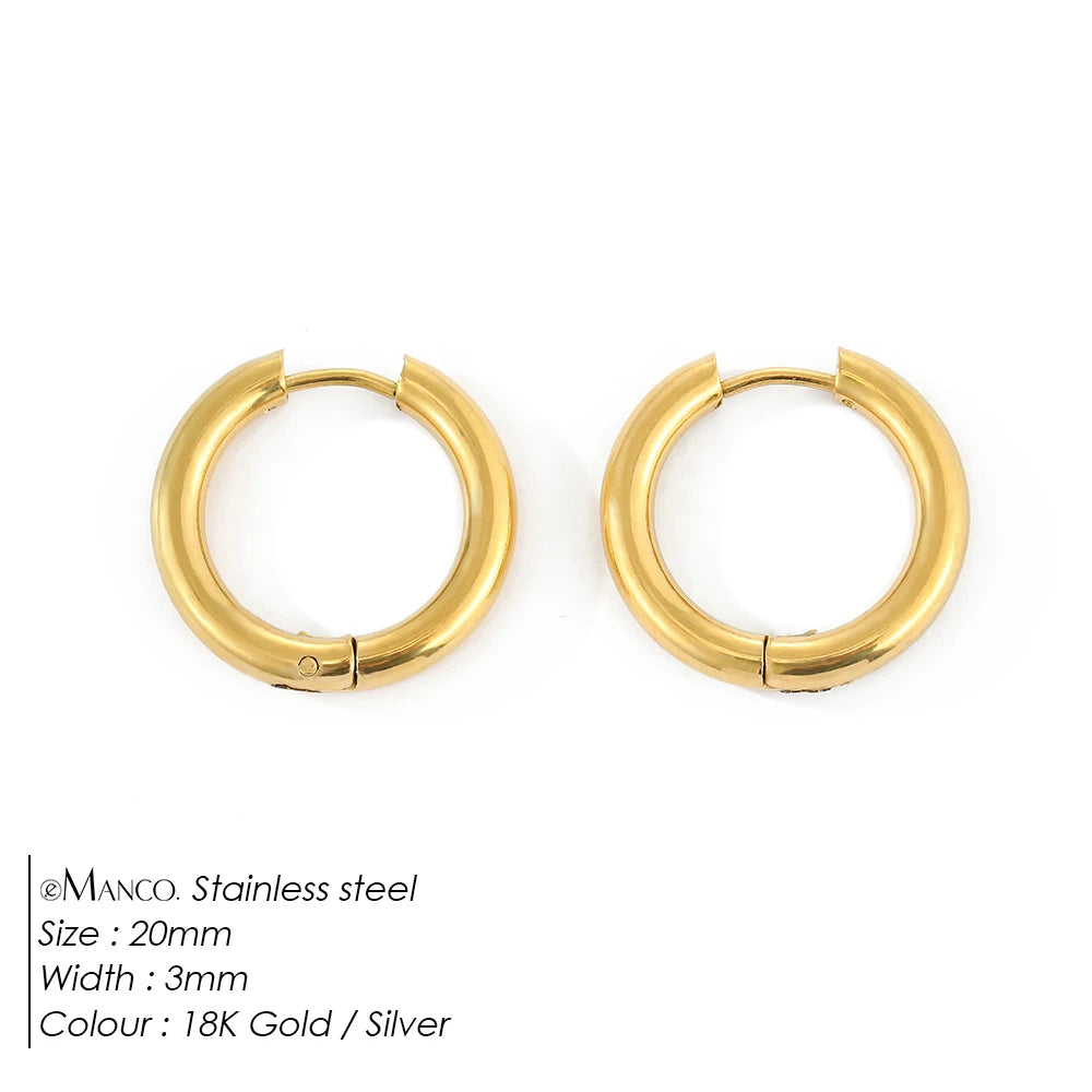 Gold-plated stainless steel large hoop earrings for women, stylish jewelry accessory perfect for Valentine's Day gift.