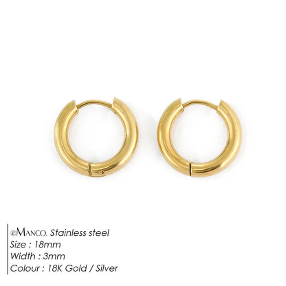 Gold-plated stainless steel large hoop earrings for women, stylish jewelry accessory suitable for Valentine's Day gifts.