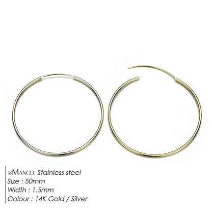 Gold-plated stainless steel large hoop earrings for women, stylish jewelry accessory perfect for Valentine's Day gift.