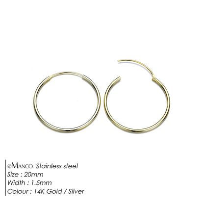 Gold-plated stainless steel large hoop earrings for women, stylish fashion jewelry accessory for Valentine's Day or everyday wear.