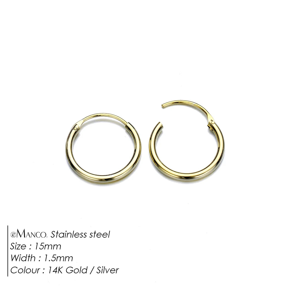 Gold-plated stainless steel large hoop earrings for women, stylish jewelry accessory perfect for Valentine's Day gift.