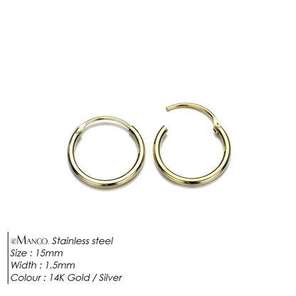 Gold-plated stainless steel large hoop earrings for women, stylish jewelry accessory perfect for Valentine's Day gift.