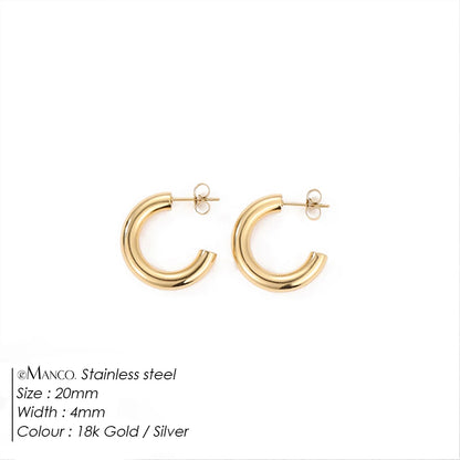 Gold-plated stainless steel large hoop earrings for women, stylish jewelry accessory perfect for Valentine's Day gift.