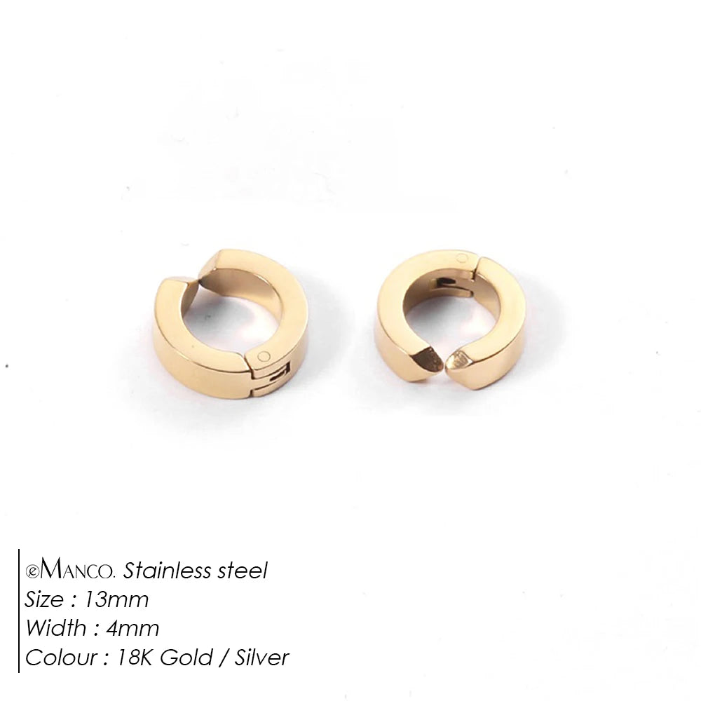 Gold-plated stainless steel large hoop earrings for women, stylish jewelry accessory perfect for Valentine's Day gifts.