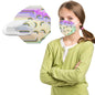 Children's KN95 masks in fruit rainbow design, 10-pack with 5-layer protection, featuring cute strawberry print for outdoor use.