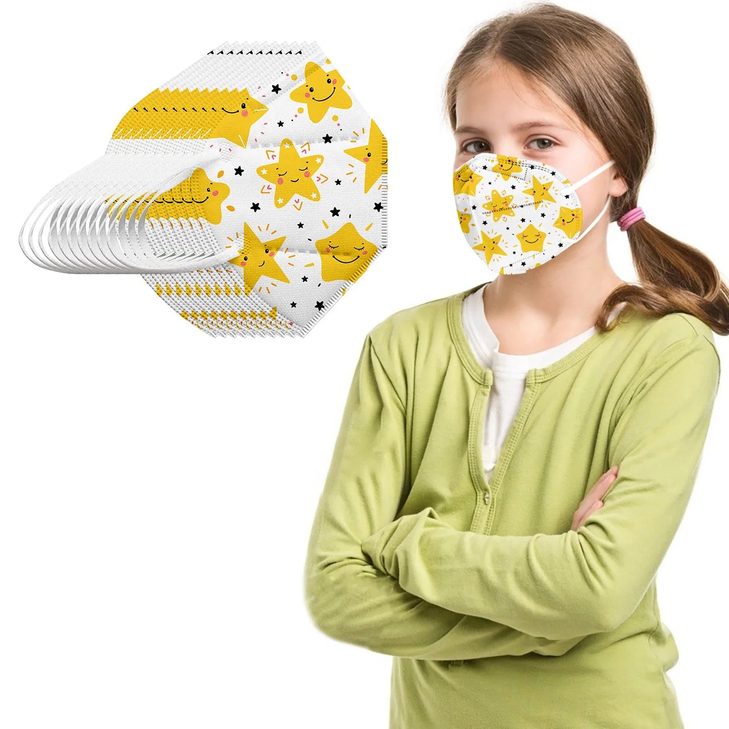 Set of 10 children's KN95 masks featuring fruit rainbow prints, 5-layer protection, outdoor cute strawberry design by BackupMyFilesNow.com