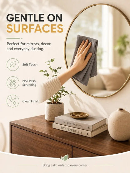 Yellow and grey reusable microfiber cleaning cloths on a roll, ideal for kitchen counters, heavy-duty degreasing, and dishwashing.