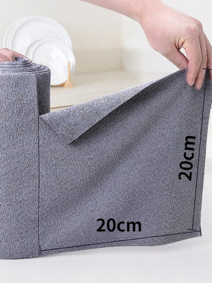 Yellow and grey reusable microfiber cleaning cloths from BACKUPMYFILESNOW.COM, tear-away roll ideal for kitchen counters and heavy-duty degreasing.