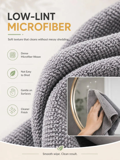 Yellow and grey reusable microfiber cleaning cloths on a roll, ideal for kitchen counters, dishwashing, and heavy-duty degreasing.